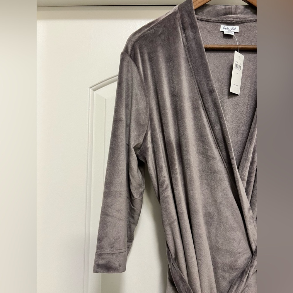 NWT Splendid Velour Short Robe in Mauve - Picture 6 of 8